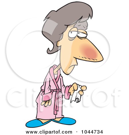 Royalty-Free (RF) Clip Art Illustration of a Cartoon Woman Sick With The Flu by toonaday