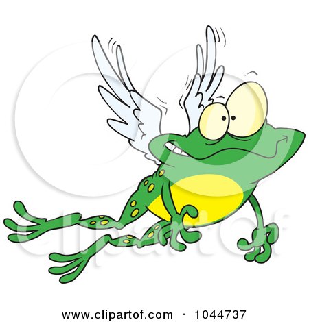Royalty-Free (RF) Clip Art Illustration of a Cartoon Flying Winged Frog by toonaday