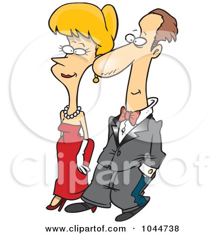 Royalty-Free (RF) Clip Art Illustration of a Cartoon Formal Couple Walking by toonaday