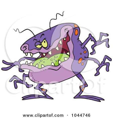 Royalty-Free (RF) Clip Art Illustration of a Cartoon Laughing Flu Bug by toonaday