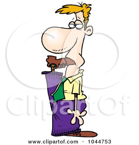 Royalty-Free (RF) Clip Art Illustration of a Cartoon Businessman With His Foot In His Mouth by toonaday