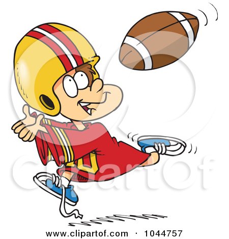 Royalty-Free (RF) Clip Art Illustration of a Cartoon Boy Catching A Football by toonaday