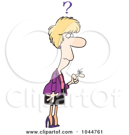 Royalty-Free (RF) Clip Art Illustration of a Cartoon Reminder String On A Forgetful Woman's Finger by toonaday
