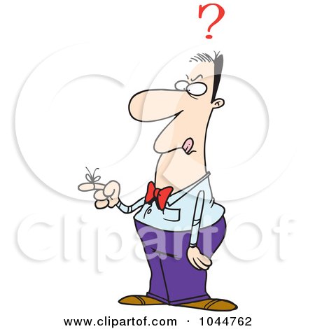 Royalty-Free (RF) Clip Art Illustration of a Cartoon Reminder String On A Forgetful Guy's Finger by toonaday