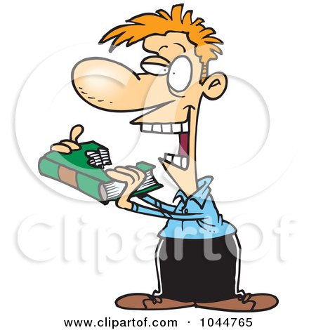 Royalty-Free (RF) Clip Art Illustration of a Cartoon Man Taking A Bite Out Of A Book by toonaday