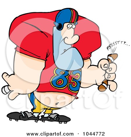 Royalty-Free (RF) Clip Art Illustration of a Cartoon Football Player Popping A Ball by toonaday