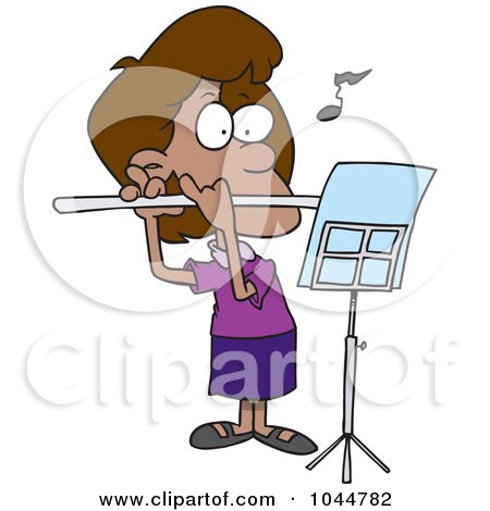 Royalty-Free (RF) Clip Art Illustration of a Cartoon Flautist Girl by toonaday