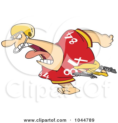 Royalty-Free (RF) Clip Art Illustration of a Cartoon Running Football Player by toonaday