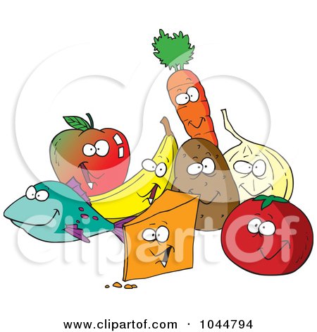 Royalty-Free (RF) Clip Art Illustration of a Cartoon Group Of Foods by toonaday