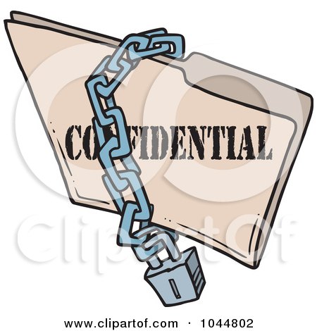 Royalty-Free (RF) Clip Art Illustration of a Cartoon Chain And Lock Over A Confidential Folder by toonaday