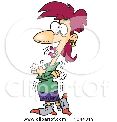 Royalty-Free (RF) Clip Art Illustration of a Cartoon Cold Businesswoman Shivering by toonaday