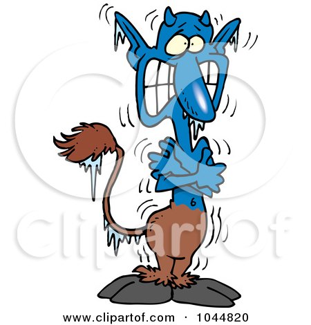 Royalty-Free (RF) Clip Art Illustration of a Cartoon Freezing Faun by toonaday
