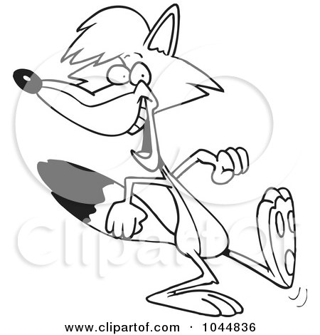 Royalty-Free (RF) Clip Art Illustration of a Cartoon Walking Fox by toonaday