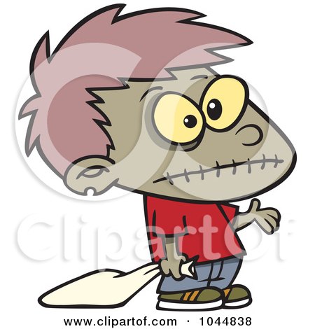 Royalty-Free (RF) Clip Art Illustration of a Cartoon Frankenstein Boy Trick Or Treating by toonaday