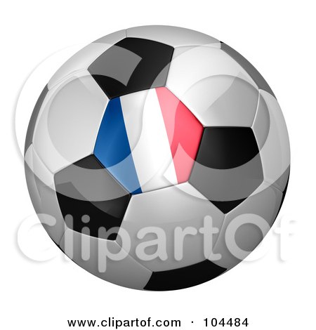 Royalty-Free (RF) Clipart Illustration of a 3d French Flag On A Traditional Soccer Ball by stockillustrations