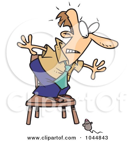 Royalty-Free (RF) Clip Art Illustration of a Cartoon Mouse Scaring A Businessman by toonaday