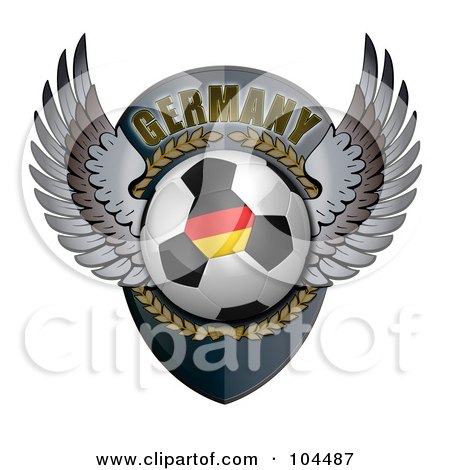 Royalty-Free (RF) Clipart Illustration of a Winged German Soccer Ball Crest by stockillustrations