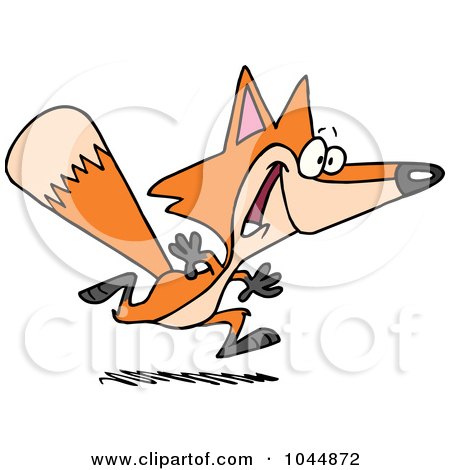 Royalty-Free (RF) Clip Art Illustration of a Cartoon Running Fox by toonaday