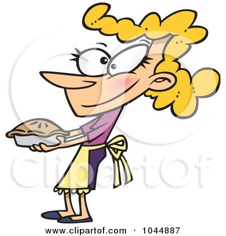 Royalty-Free (RF) Clip Art Illustration of a Cartoon Woman Holding Out A Fresh Pie by toonaday