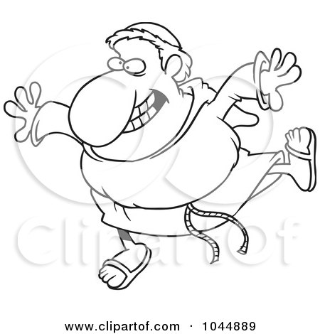 Royalty-Free (RF) Clip Art Illustration of a Cartoon Black And White Outline Design Of A Happy Friar by toonaday