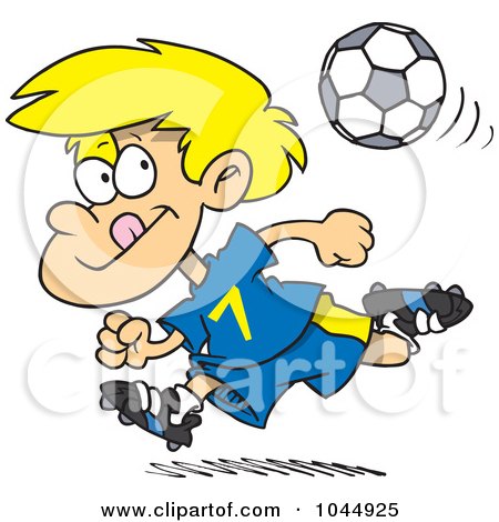 Royalty-Free (RF) Clip Art Illustration of a Cartoon Running Soccer Boy by toonaday