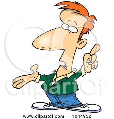 Royalty-Free (RF) Clip Art Illustration of a Cartoon Man Talking And Pointing by toonaday