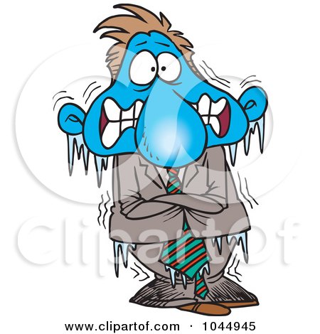 Royalty-Free (RF) Clip Art Illustration of a Cartoon Frozen Businessman by toonaday