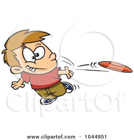 Royalty-Free (RF) Clip Art Illustration of a Cartoon Boy Tossing A Frisbee by toonaday