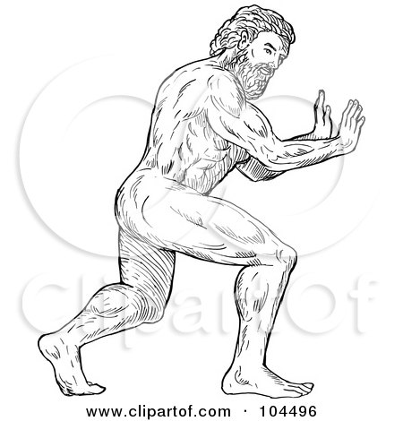 Royalty-Free (RF) Clipart Illustration of a Strong Hercules Pushing by patrimonio