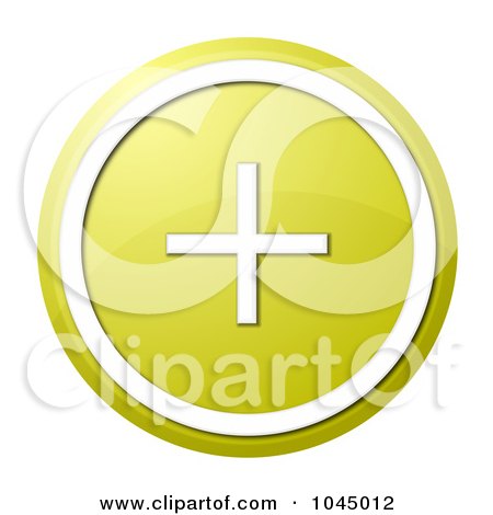 Royalty-Free (RF) Clip Art Illustration of a Round Yellow And White Shiny Plus Button Icon by oboy