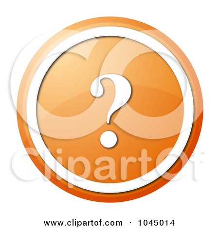 Royalty-Free (RF) Clip Art Illustration of a Round Orange And White Question Mark Icon Button by oboy