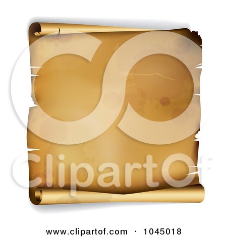 Royalty-Free (RF) Clip Art Illustration of a 3d Aged Curling Parchment Paper by TA Images