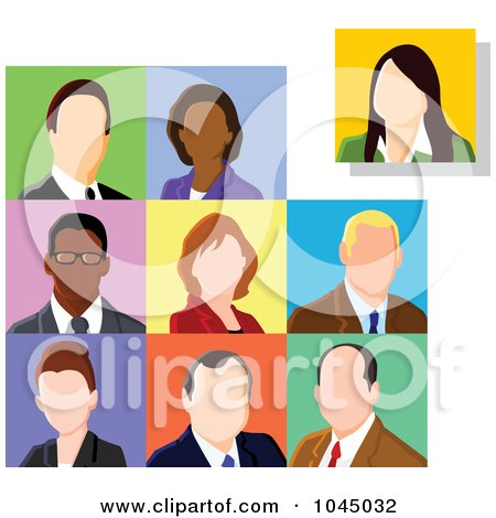 Royalty-Free (RF) Clip Art Illustration of a Digital Collage Of Faceless Business Men And Women Avatars by yayayoyo