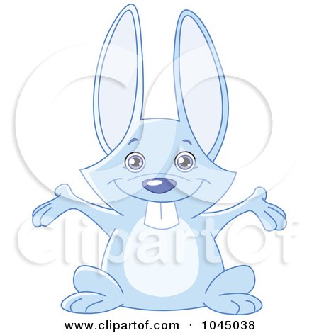 Royalty-Free (RF) Clip Art Illustration of a Cute Blue Bunny Holding His Arms Open by yayayoyo