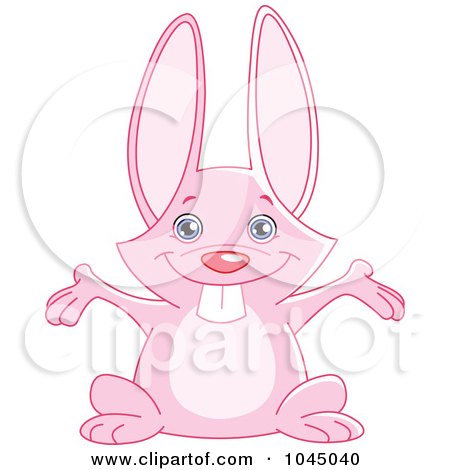 Royalty-Free (RF) Clip Art Illustration of a Cute Pink Bunny Holding His Arms Open by yayayoyo