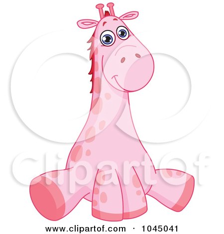 Royalty-Free (RF) Clip Art Illustration of a Cute Pink Baby Giraffe by yayayoyo