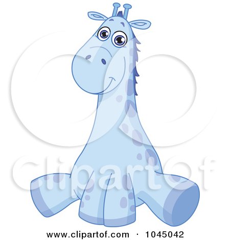 Royalty-Free (RF) Clip Art Illustration of a Cute Blue Baby Giraffe by yayayoyo