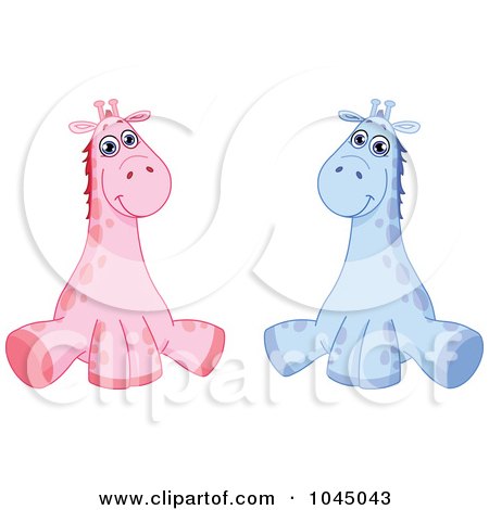 Royalty-Free (RF) Clip Art Illustration of a Digital Collage Of Cute Pink And Blue Baby Giraffes by yayayoyo