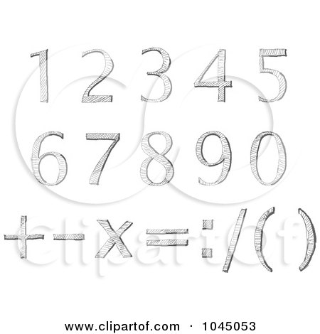 Royalty-Free (RF) Clip Art Illustration of a Digital Collage Of Sketched Numbers by yayayoyo