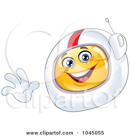 Royalty-Free (RF) Clip Art Illustration of a Waving Emoticon Astronaut by yayayoyo