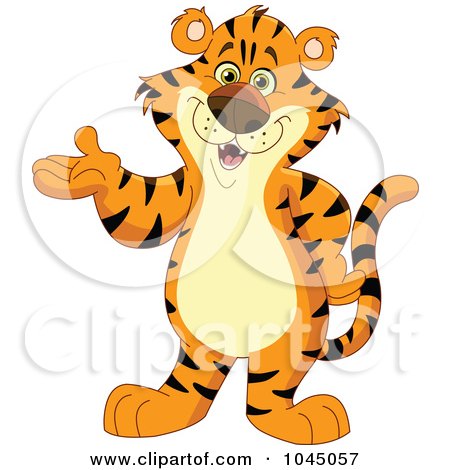 Royalty-Free (RF) Clip Art Illustration of a Tiger Standing Upright And Presenting by yayayoyo