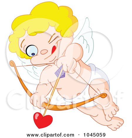 Royalty-Free (RF) Clip Art Illustration of a Baby Cupid Aiming Love's Arrow by yayayoyo