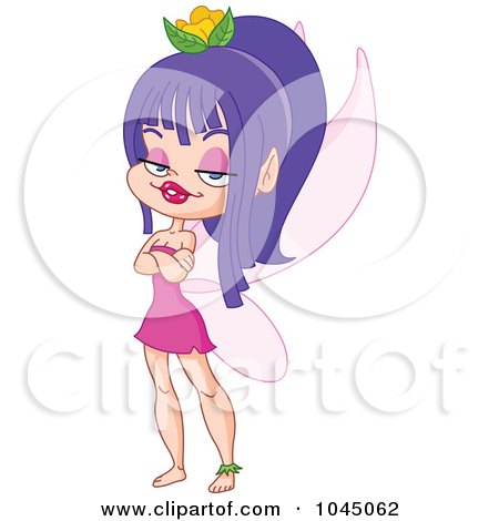 Royalty-Free (RF) Clip Art Illustration of a Purple Haired Fairy Girl Standing With Her Arms Folded by yayayoyo