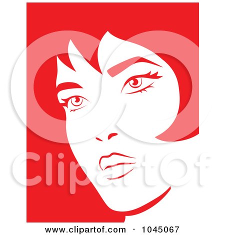 Royalty-Free (RF) Clip Art Illustration of a Red And Off White Woman's Face by yayayoyo