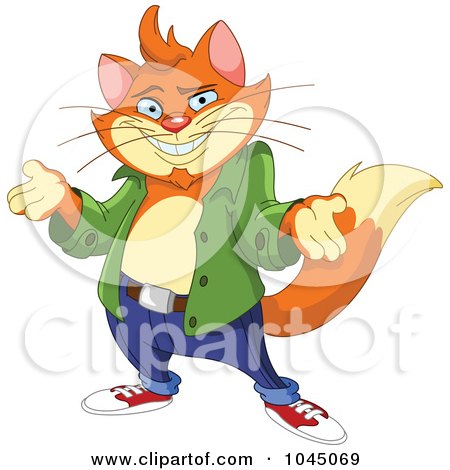 Royalty-Free (RF) Clip Art Illustration of a Cool Cat Standing Upright And Shrugging by yayayoyo