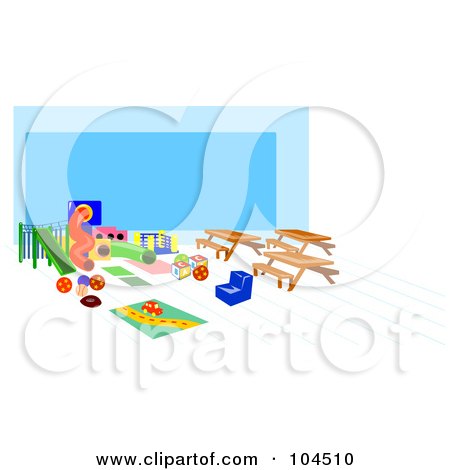 Royalty-Free (RF) Clipart Illustration of a Children's Playground Area by patrimonio