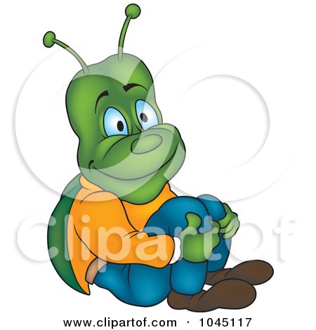Royalty-Free (RF) Clip Art Illustration of a Bug Hugging His Knees by dero