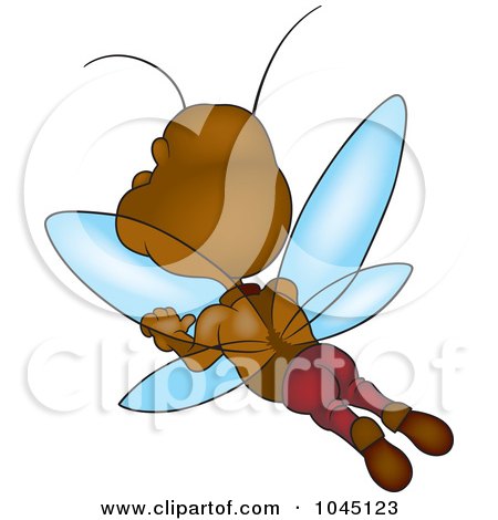 Royalty-Free (RF) Clip Art Illustration of a Brown Bug Flying by dero