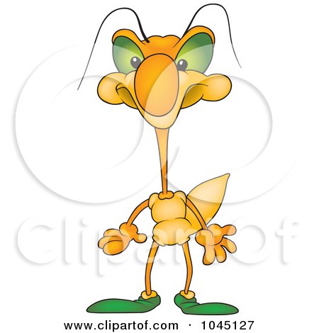 Royalty-Free (RF) Clip Art Illustration of a Standing Yellow Bug by dero