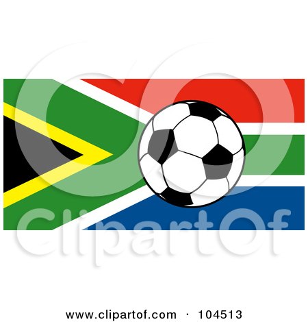 Royalty-Free (RF) Clipart Illustration of a South African Flag With A Soccer Ball by patrimonio